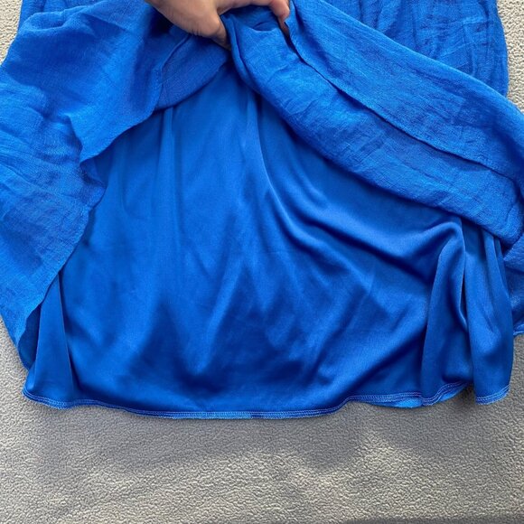 Anthropologie NAÏF Rayon Blend Shift Dress Lined Boat Neck Raglan Sleeve Blue M - Picture 7 of 12